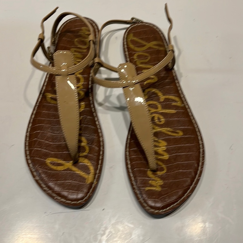 Size 11.5 thong patent leather sandals